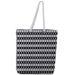 Black And White Circles Pattern Full Print Rope Handle Tote (large)