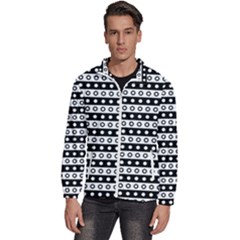 Black And White Circles Pattern Men s High Neck Windbreaker