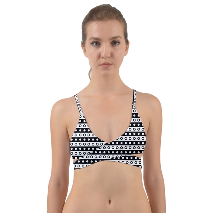 Black And White Circles Pattern Wrap Around Bikini Top