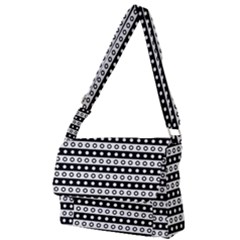 Black And White Circles Pattern Full Print Messenger Bag (l) by ytdream