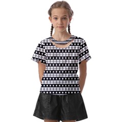 Black And White Circles Pattern Kids  Front Cut T-shirt