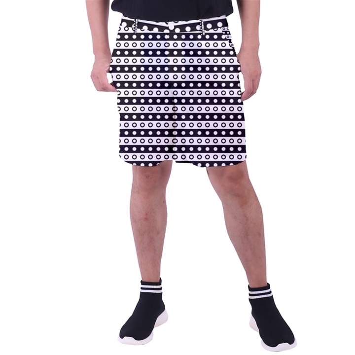 Black And White Circles Pattern Men s Pocket Shorts