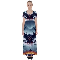 Halloween Goodie High Waist Short Sleeve Maxi Dress