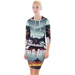 Halloween Goodie Quarter Sleeve Hood Bodycon Dress