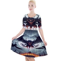 Halloween Goodie Quarter Sleeve A-line Dress With Pockets by favoritechios