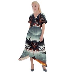 Halloween Goodie Cross Front Sharkbite Hem Maxi Dress