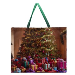 Merry Christmas Zipper Large Tote Bag