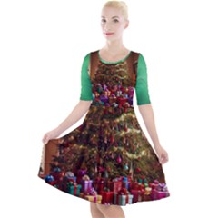 Merry Christmas Quarter Sleeve A-line Dress With Pockets by favoritechios