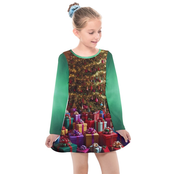 Merry christmas Kids  Long Sleeve Dress