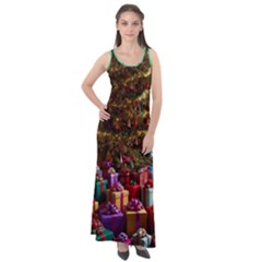 Merry Christmas Sleeveless Velour Maxi Dress