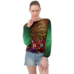 Merry Christmas Banded Bottom Chiffon Top by favoritechios