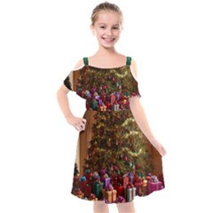 Merry Christmas Kids  Cut Out Shoulders Chiffon Dress