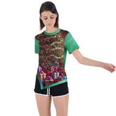 Merry Christmas Asymmetrical Short Sleeve Sports T-shirt