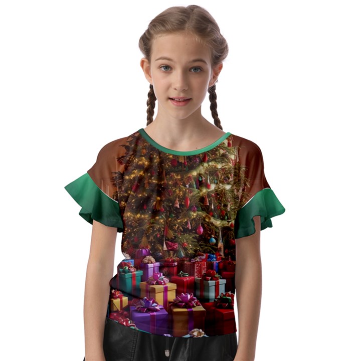 Merry christmas Kids  Cut Out Flutter Sleeves