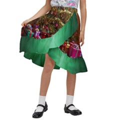 Merry Christmas Kids  Ruffle Flared Wrap Midi Skirt by favoritechios