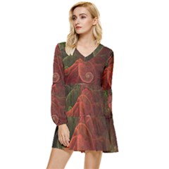 Falupadupe Tiered Long Sleeve Mini Dress