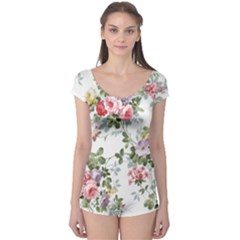 Floral Elements Peony Chinese Rose Boyleg Leotard  by Grandong