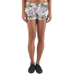 Floral Elements Peony Chinese Rose Yoga Shorts