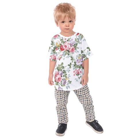 Floral Elements Peony Chinese Rose Kids  Raglan T-shirt by Grandong