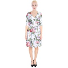 Floral Elements Peony Chinese Rose Wrap Up Cocktail Dress