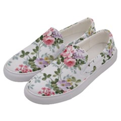 Floral Elements Peony Chinese Rose Men s Canvas Slip Ons