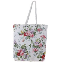 Floral Elements Peony Chinese Rose Full Print Rope Handle Tote (large)