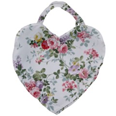 Floral Elements Peony Chinese Rose Giant Heart Shaped Tote