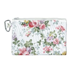 Floral Elements Peony Chinese Rose Canvas Cosmetic Bag (large)