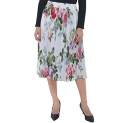 Floral Elements Peony Chinese Rose Classic Velour Midi Skirt 