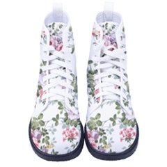 Floral Elements Peony Chinese Rose Kid s High-top Canvas Sneakers