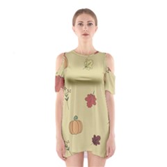 Halloween Fall Pattern Shoulder Cutout One Piece Dress by Apenda