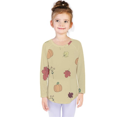 Halloween Fall Pattern Kids  Long Sleeve T-shirt by Apenda