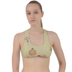 Halloween Fall Pattern Criss Cross Racerback Sports Bra