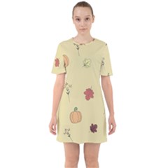 Halloween Fall Pattern Sixties Short Sleeve Mini Dress by Apenda