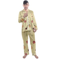 Halloween Fall Pattern Men s Long Sleeve Satin Pajamas Set