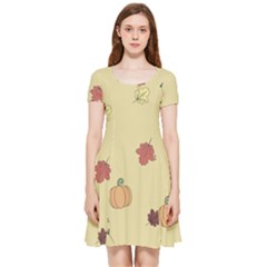 Halloween Fall Pattern Inside Out Cap Sleeve Dress by Apenda