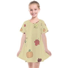 Halloween Fall Pattern Kids  Smock Dress by Apenda