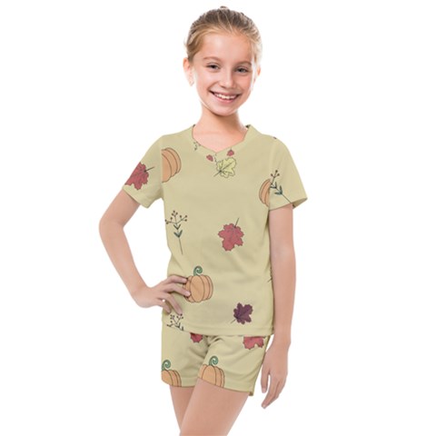 Halloween Fall Pattern Kids  Mesh T-shirt And Shorts Set by Apenda