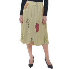 Halloween Fall Pattern Classic Velour Midi Skirt 