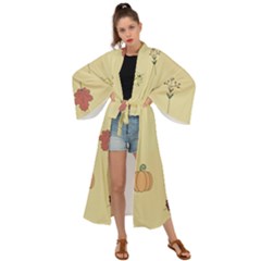 Halloween Fall Pattern Maxi Kimono by Apenda