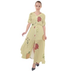 Halloween Fall Pattern Waist Tie Boho Maxi Dress