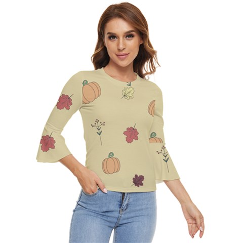 Halloween Fall Pattern Bell Sleeve Top by Apenda