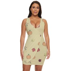 Halloween Fall Pattern Draped Bodycon Dress by Apenda