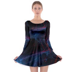 Abstract Feathers Long Sleeve Skater Dress by Apenda