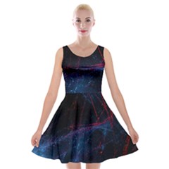 Abstract Feathers Velvet Skater Dress