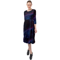 Abstract Feathers Ruffle End Midi Chiffon Dress by Apenda