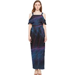 Abstract Feathers Draped Sleeveless Chiffon Jumpsuit