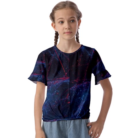 Abstract Feathers Kids  Cuff Sleeve Scrunch Bottom T-shirt by Apenda