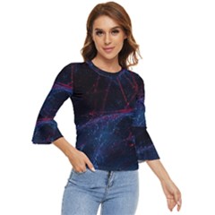 Abstract Feathers Bell Sleeve Top