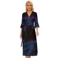 Abstract Feathers Midsummer Wrap Dress